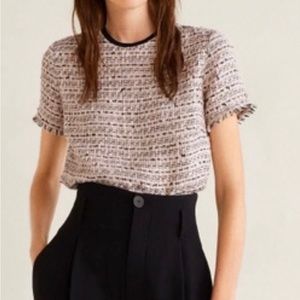 Mango Suit Tweed Short Sleeve Shirt